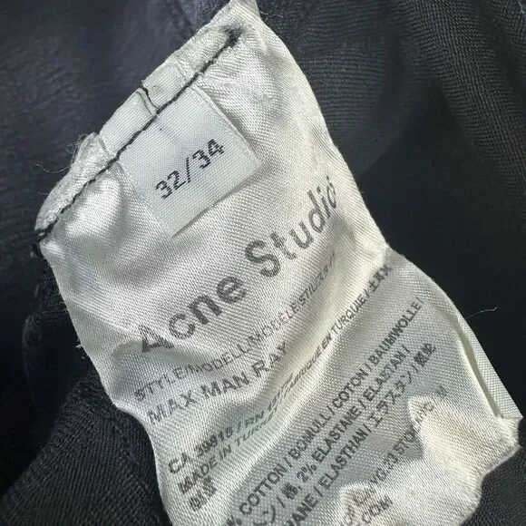 ACNE STUDIOS Max Man Ray Jeans Mens 32x34 (32x32.5) Stretch‎ Faded - Picture 8 of 15